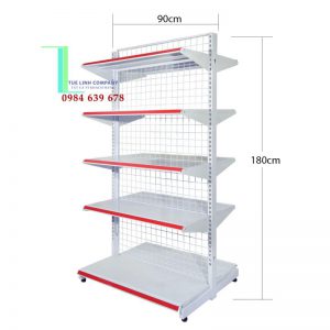 Kệ siêu thị đôi lưng lưới cao 1.8m x dài 0.9m