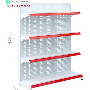 Kệ siêu thị đơn tôn đục lỗ cao 1.5m x dài 1.2m